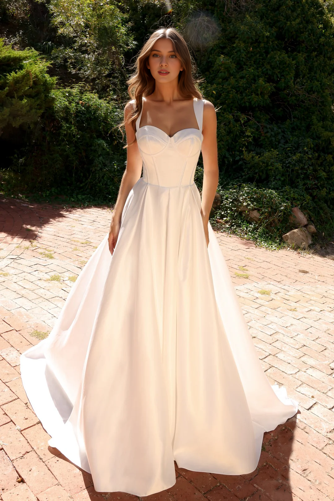 Sweetheart Long Sleeve Lace-Up Back Wedding Dress - Chloe Dress