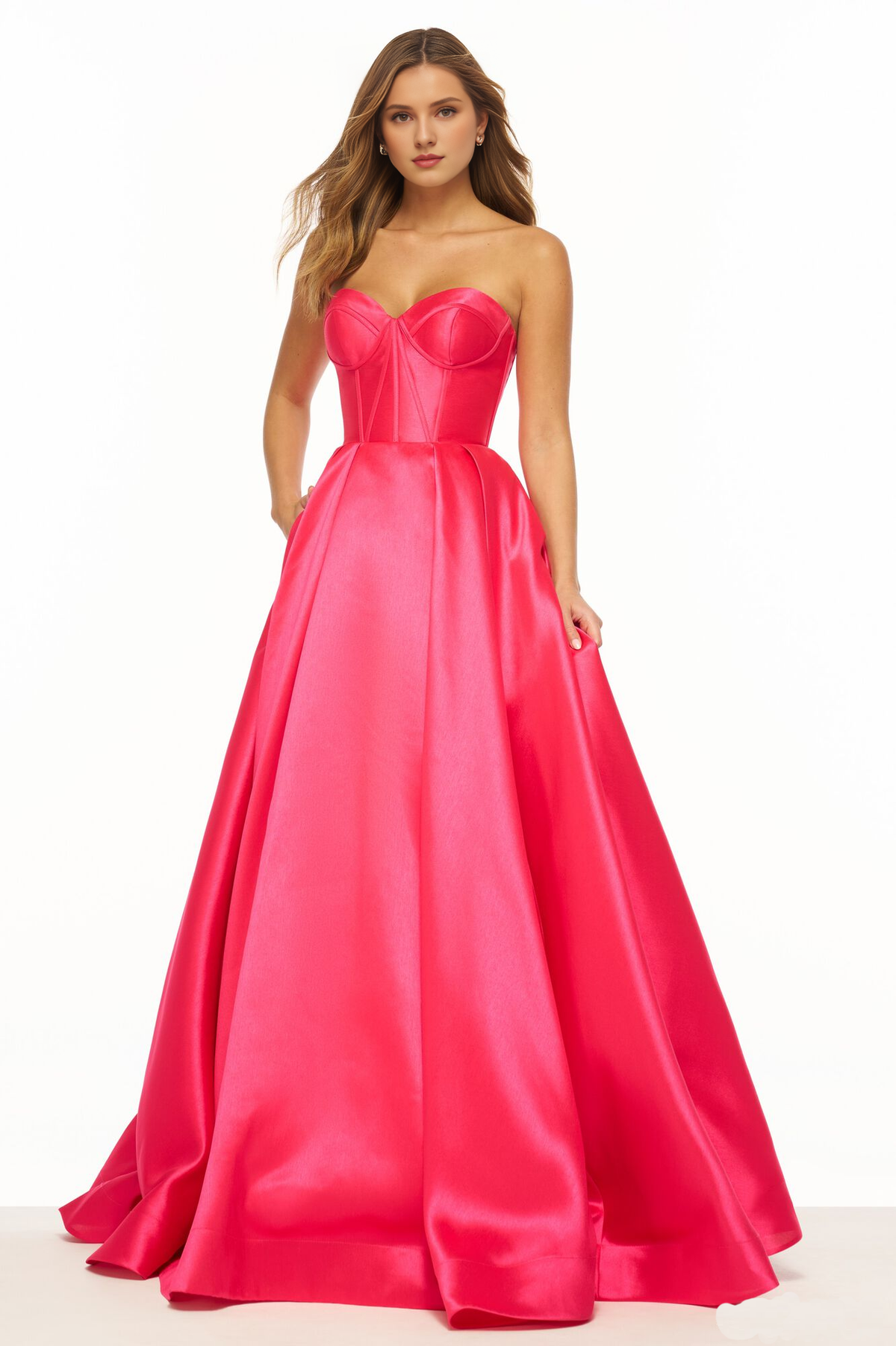 Strapless Lace-Up Back Floor-Length Prom Dress - Chloe Dress