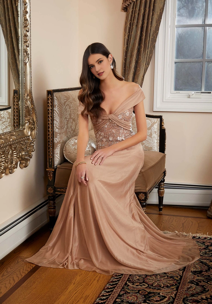 A-Line Off-Shoulder Lace-Up Back Evening Dress - Chloe Dress