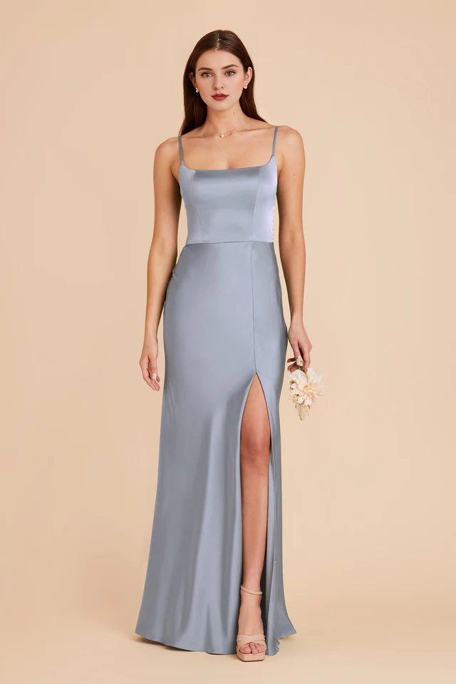 A-Line Satin High Slit Wedding Dress - Chloe Dress