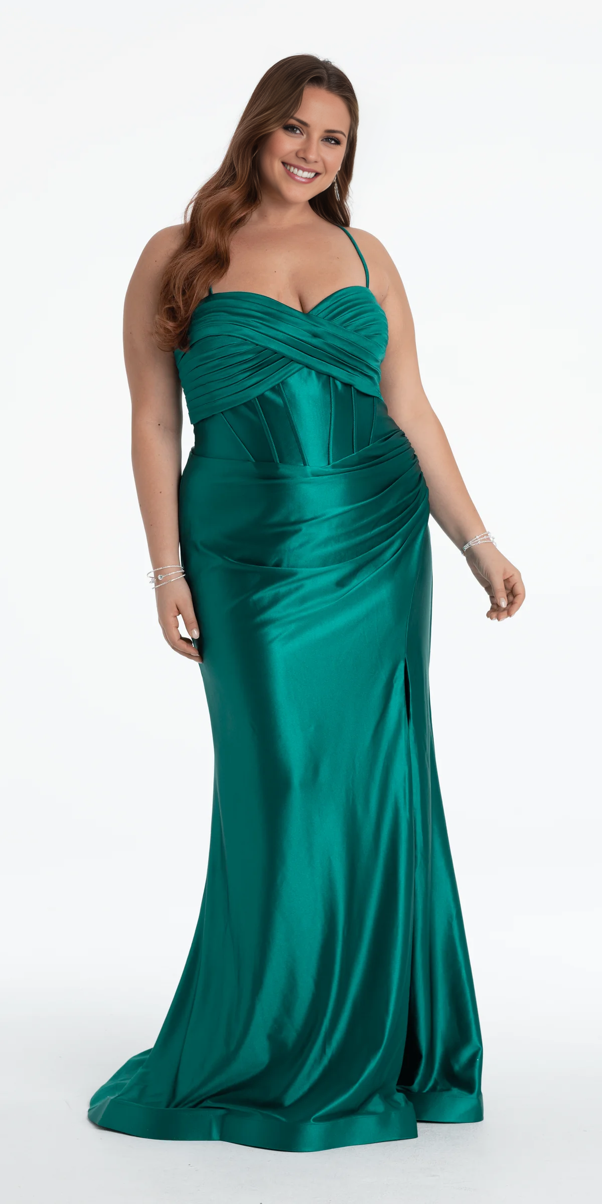 Off-Shoulder Satin Lace-Up Back Floor-Length Prom Dress - Chloe Dress
