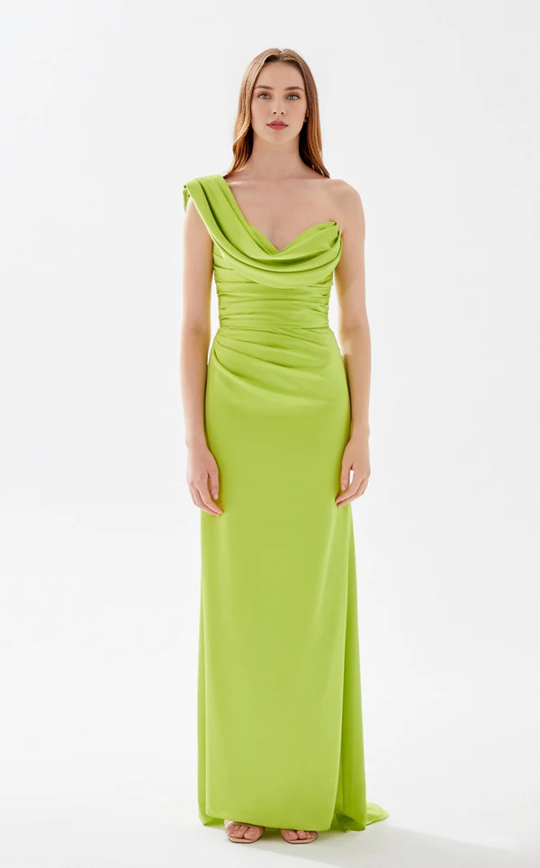 A-Line Lace-Up Back Asymmetric Floor-Length Evening Dress - Chloe Dress