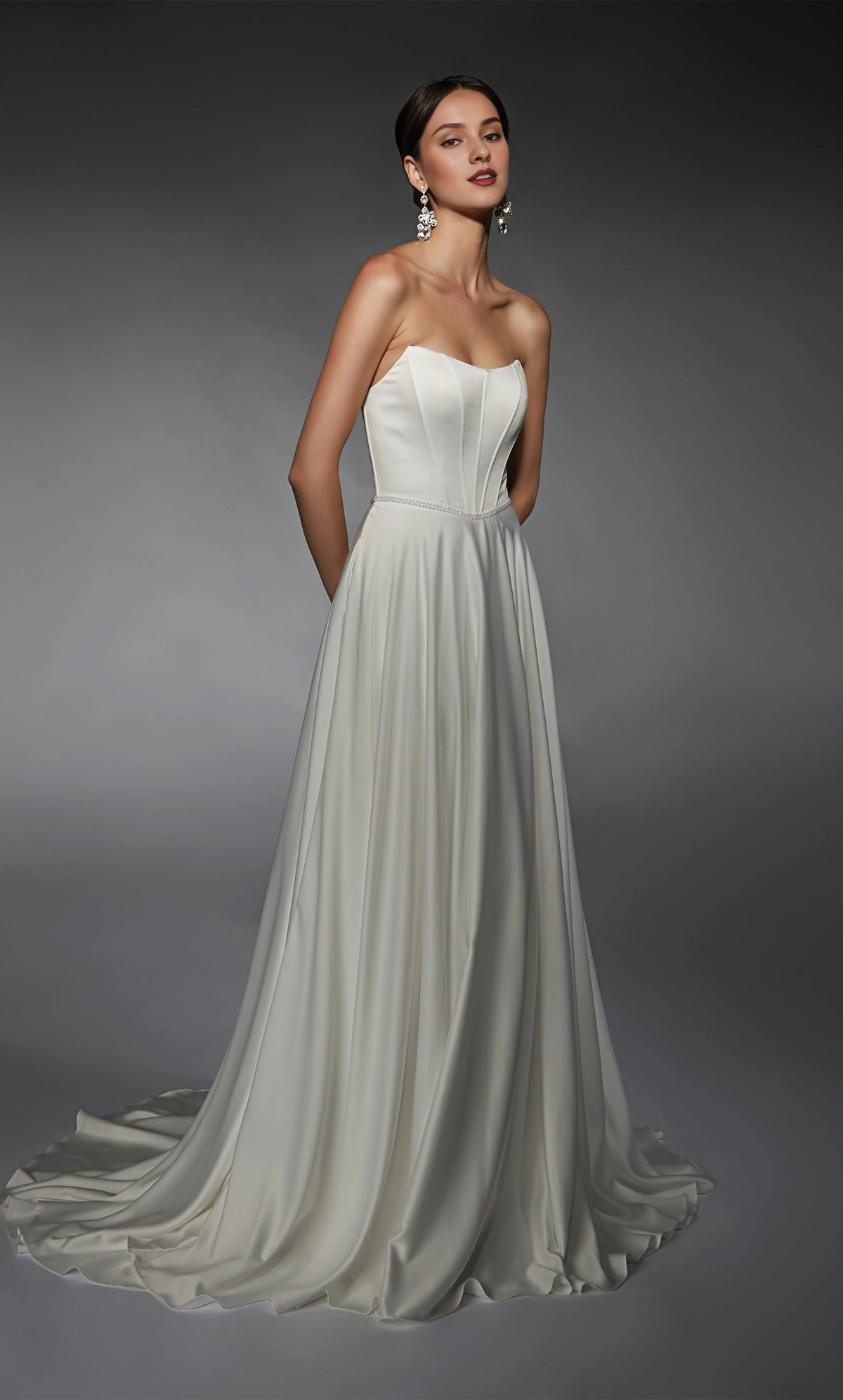 A-Line Strapless Satin Backless Wedding Dress - Chloe Dress