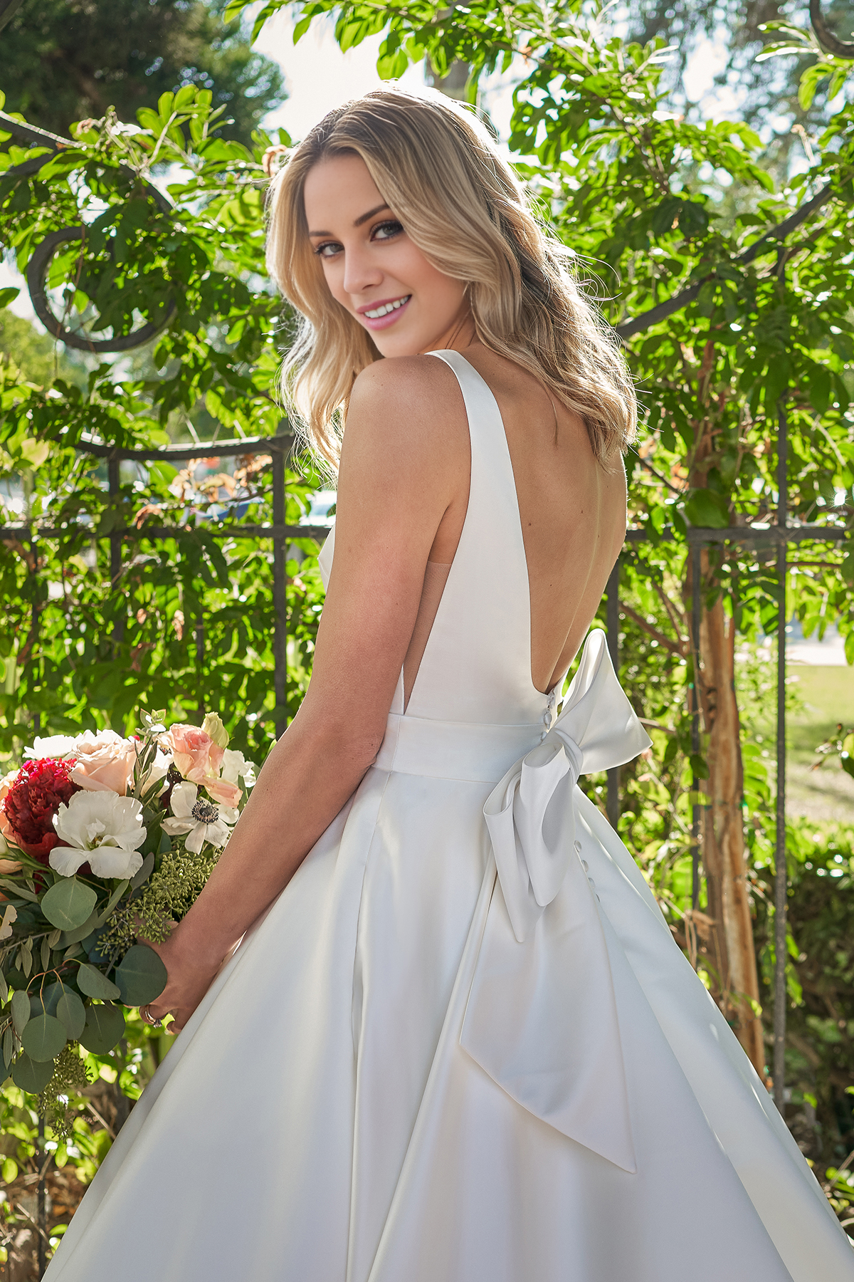 A-Line Square Neck Satin Floor-Length Wedding Dress - Chloe Dress
