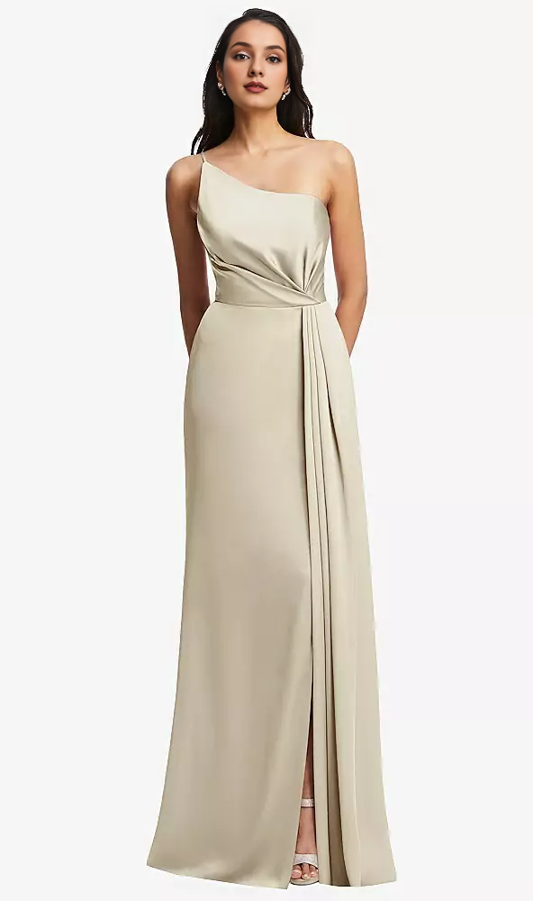 One-Shoulder Satin Pleated Prom Dress - Chloe Dress