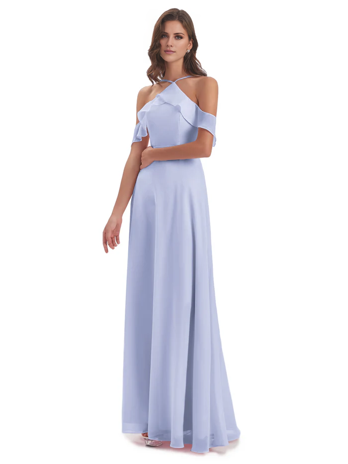Off-Shoulder Chiffon Floor-Length Wedding Dress - Chloe Dress