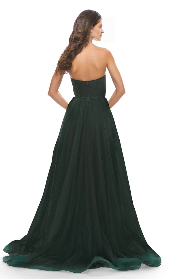 A-Line Strapless Lace-Up Back High Slit Floor-Length Prom Dress - Chloe Dress