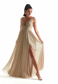 A-Line V-Neck High Slit Wedding Dress - Chloe Dress