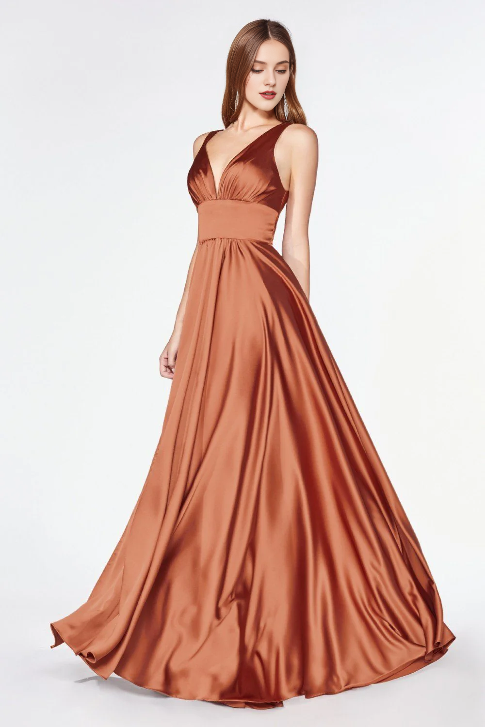 V-Neck Long Sleeve High Slit Dress - Chloe Dress
