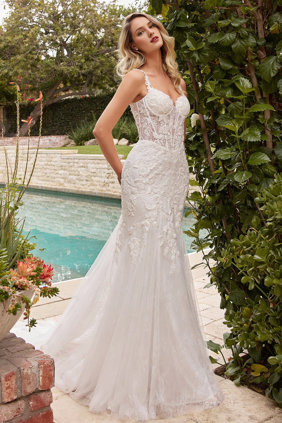 Lace Long Sleeve Applique Wedding Dress - Chloe Dress