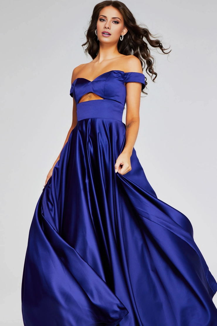 A-Line Off-Shoulder Satin Floor-Length Evening Gown - Chloe Dress