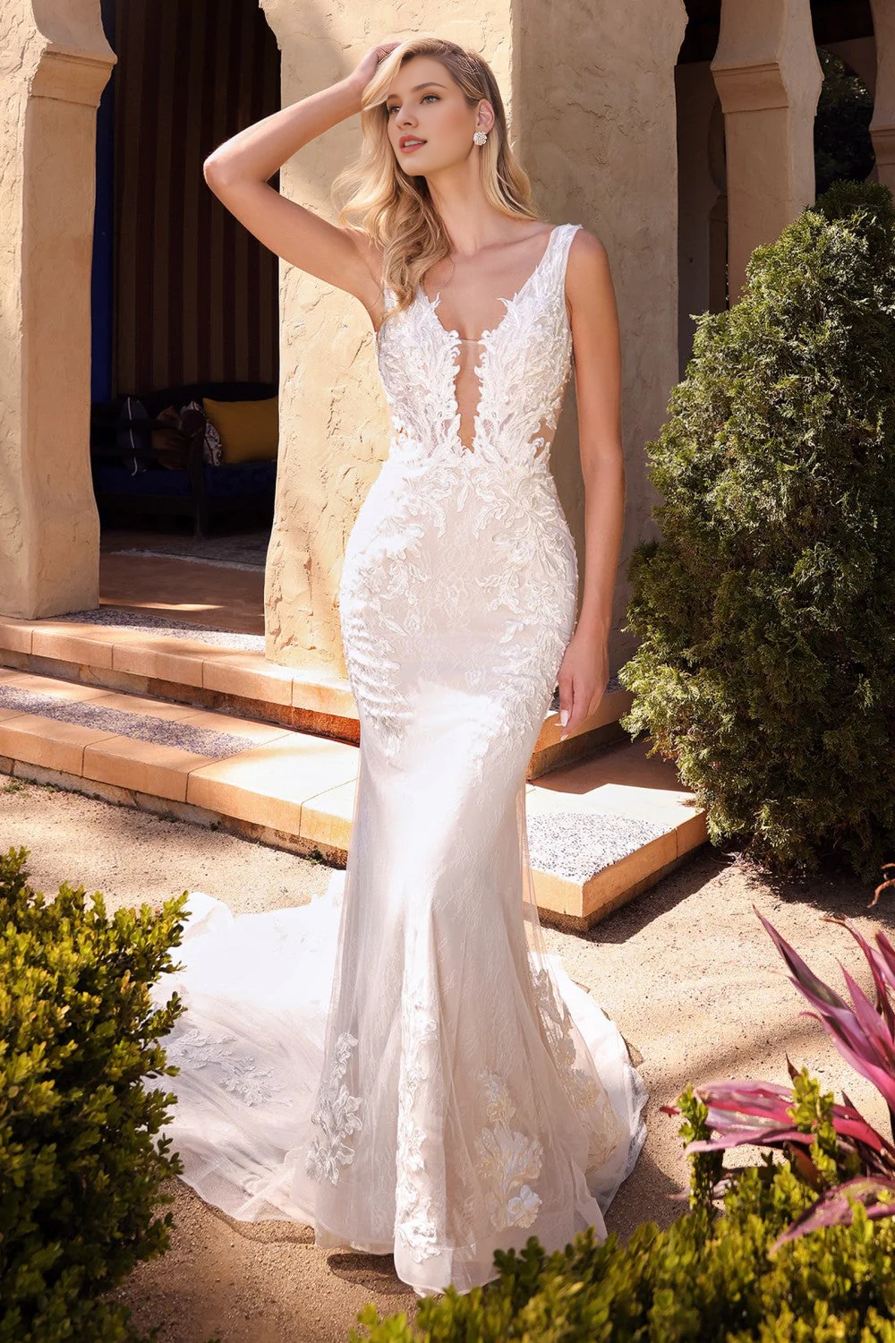 White Lace Long Sleeve Wedding Dress - Chloe Dress