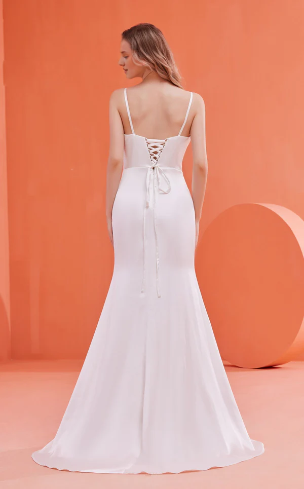 A-Line V-Neck Sleeveless Lace-Up Back Floor-Length Prom Dress - Chloe Dress