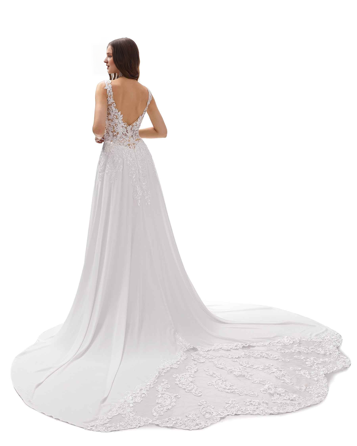 A-Line V-Neck Lace Wedding Dress - Chloe Dress