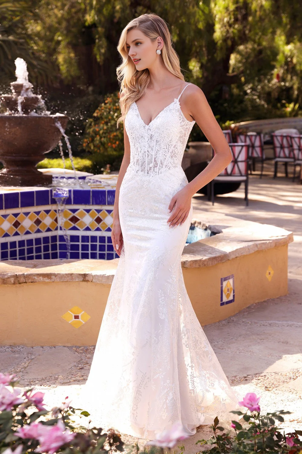 Lace Sleeveless Wedding Dress - Chloe Dress