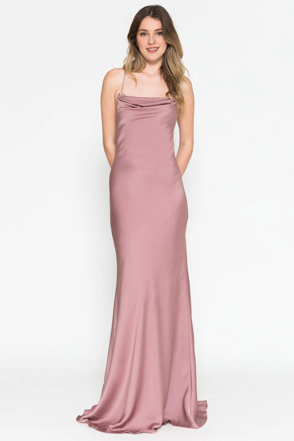 High Neck Satin Long Sleeve Dress - Chloe Dress