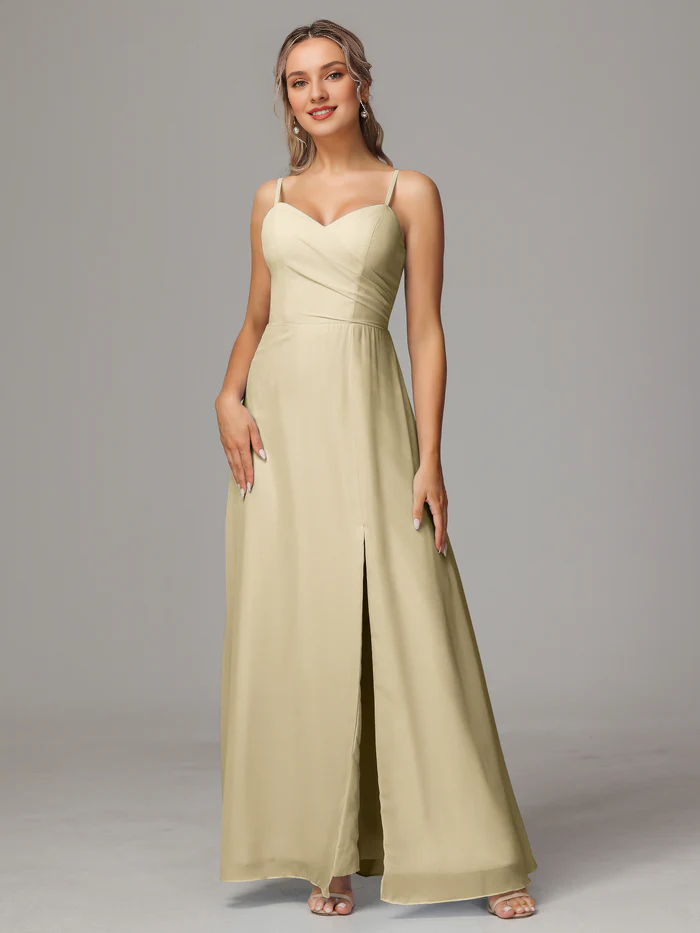 Sweetheart Chiffon High Slit Wedding Dress - Chloe Dress