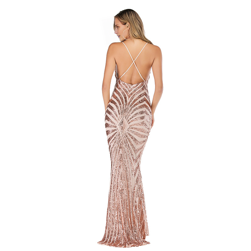 Sheath V-Neck Sequin Floor-Length Prom Dress - Chloe Dress