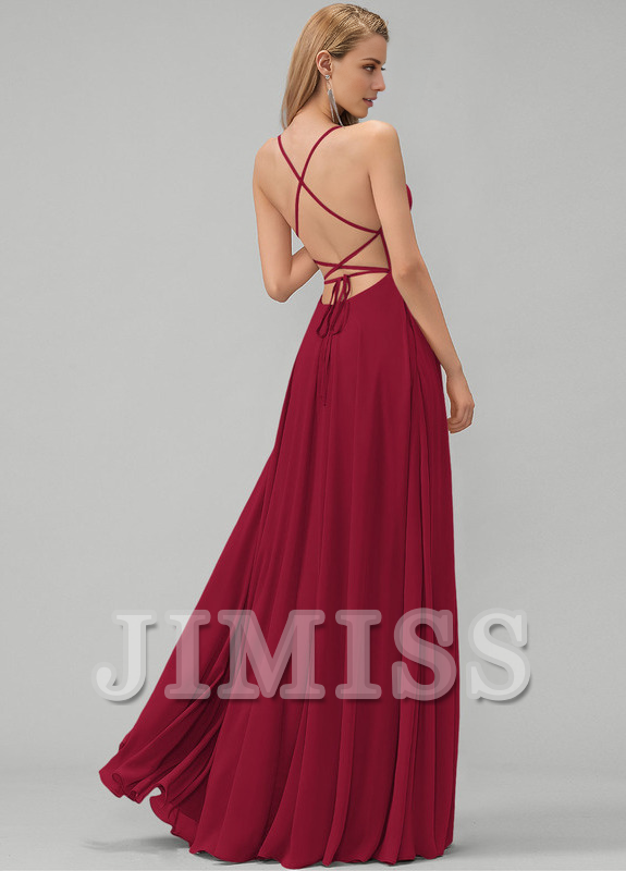 A-Line Square Neck Chiffon Floor-Length Wedding Dress - Chloe Dress