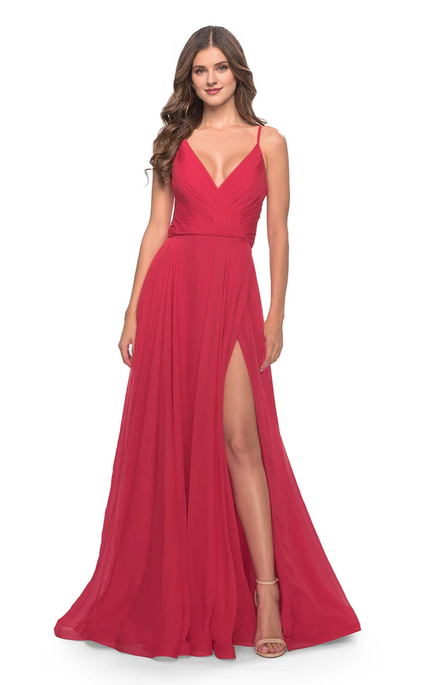 A-Line V-Neck Lace-Up Back Floor-Length Evening Dress - Chloe Dress