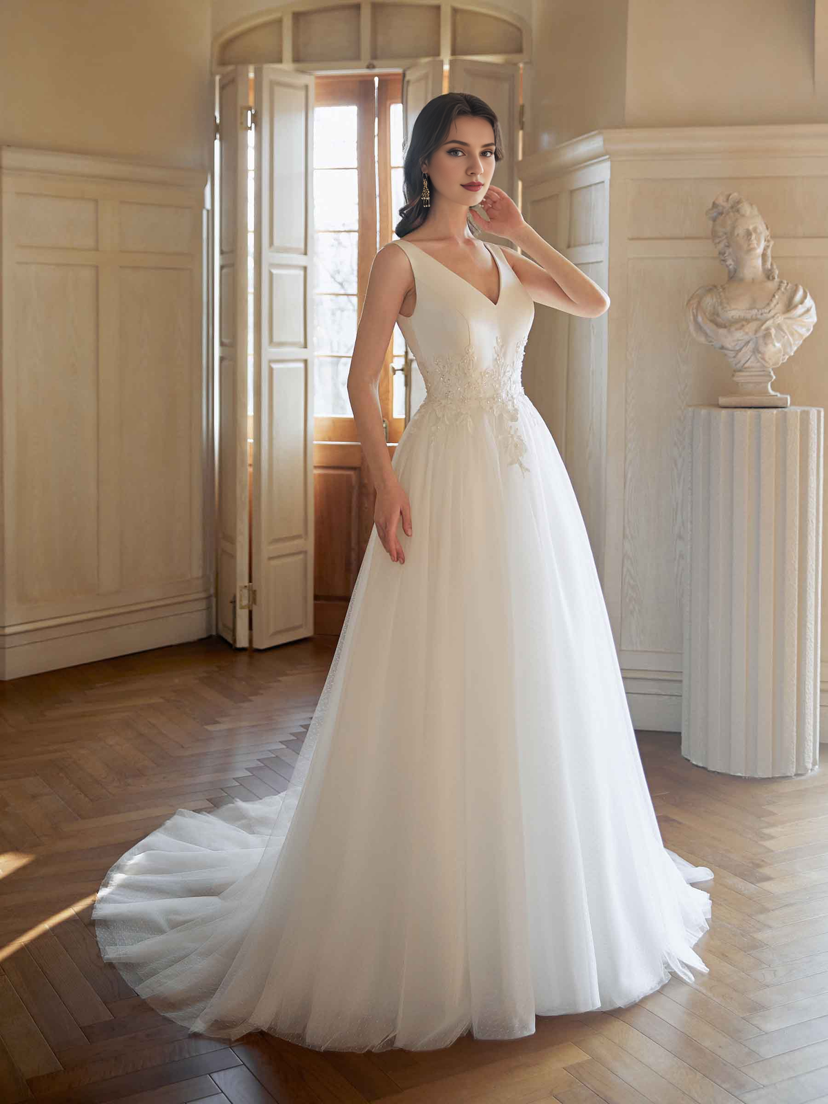 A-Line V-Neck Backless Wedding Dress - Chloe Dress