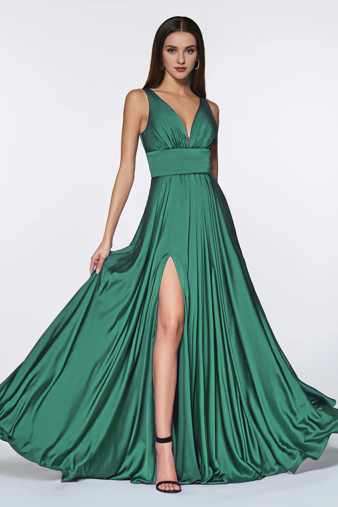 V-Neck Long Sleeve High Slit Dress - Chloe Dress
