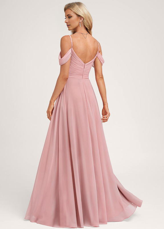 A-Line Off-Shoulder Chiffon Floor-Length Wedding Dress - Chloe Dress