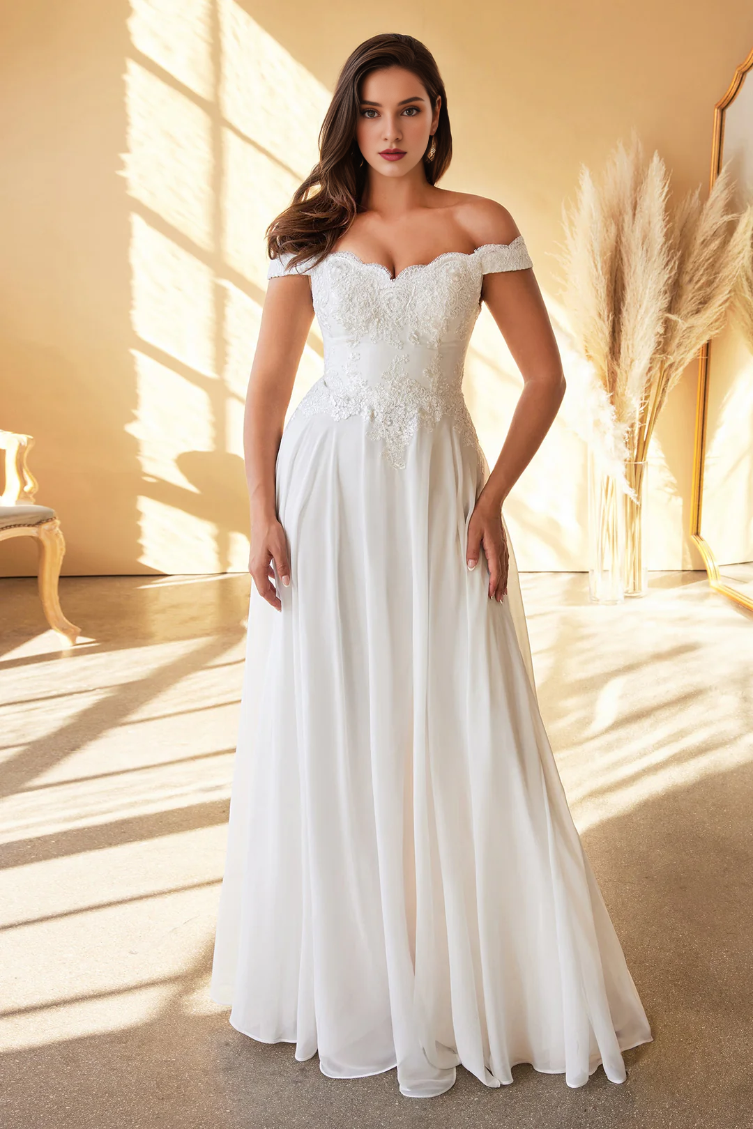 White Off-Shoulder Wedding Dress - Chloe Dress