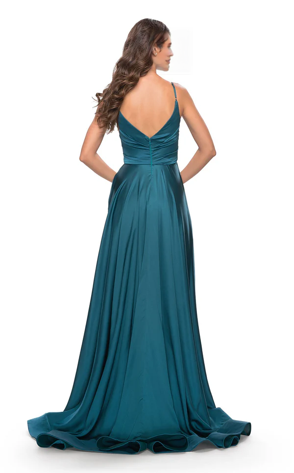 A-Line V-Neck High Slit Floor-Length Evening Dress - Chloe Dress