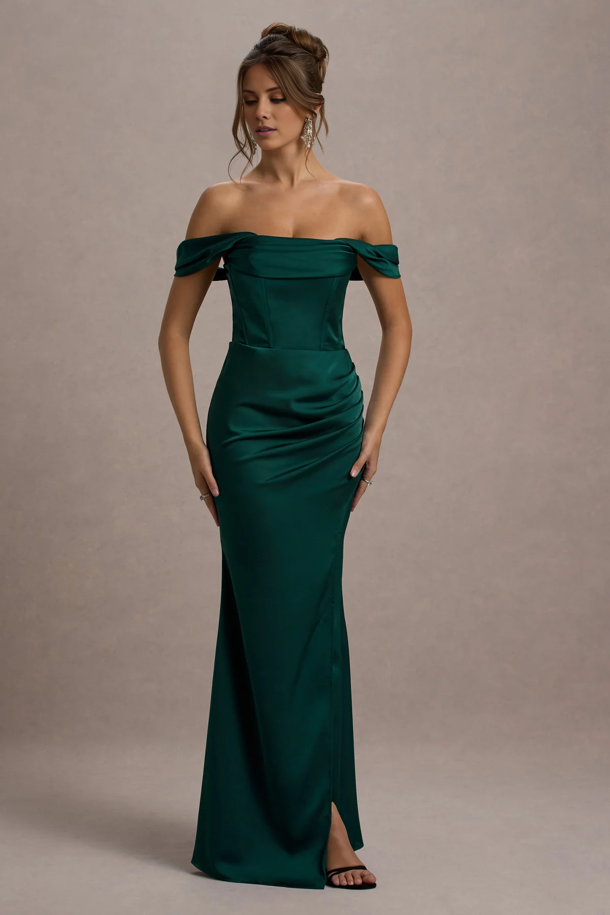 One-Shoulder Satin Floor-Length Evening Dress - Chloe Dress