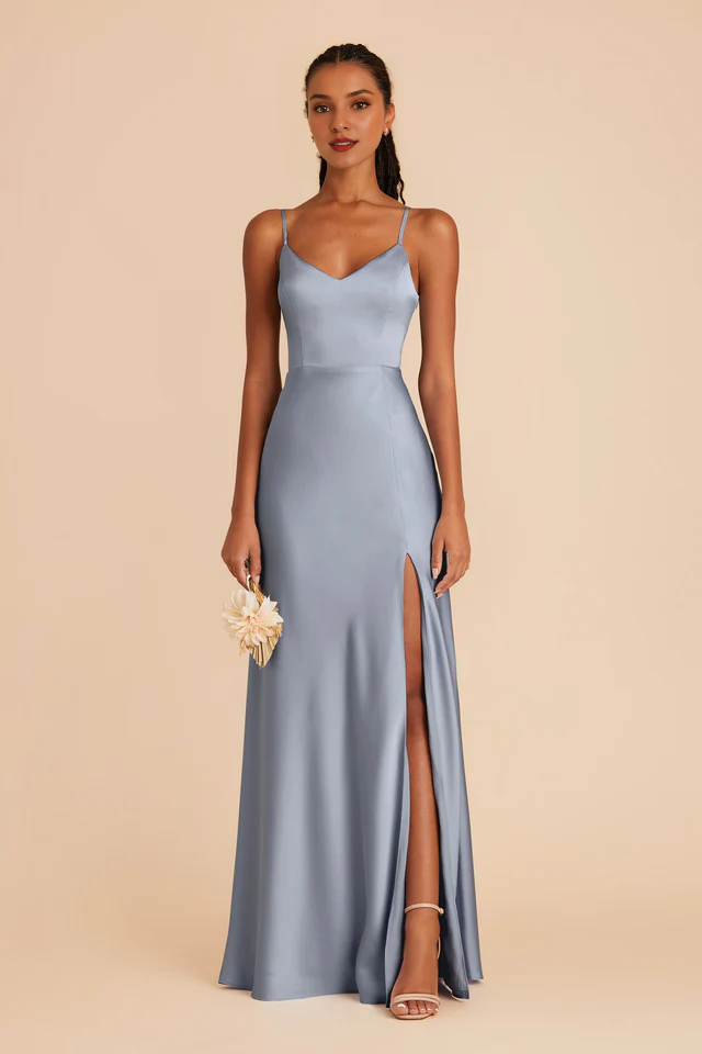 V-Neck Satin Floor-Length Wedding Dress - Chloe Dress
