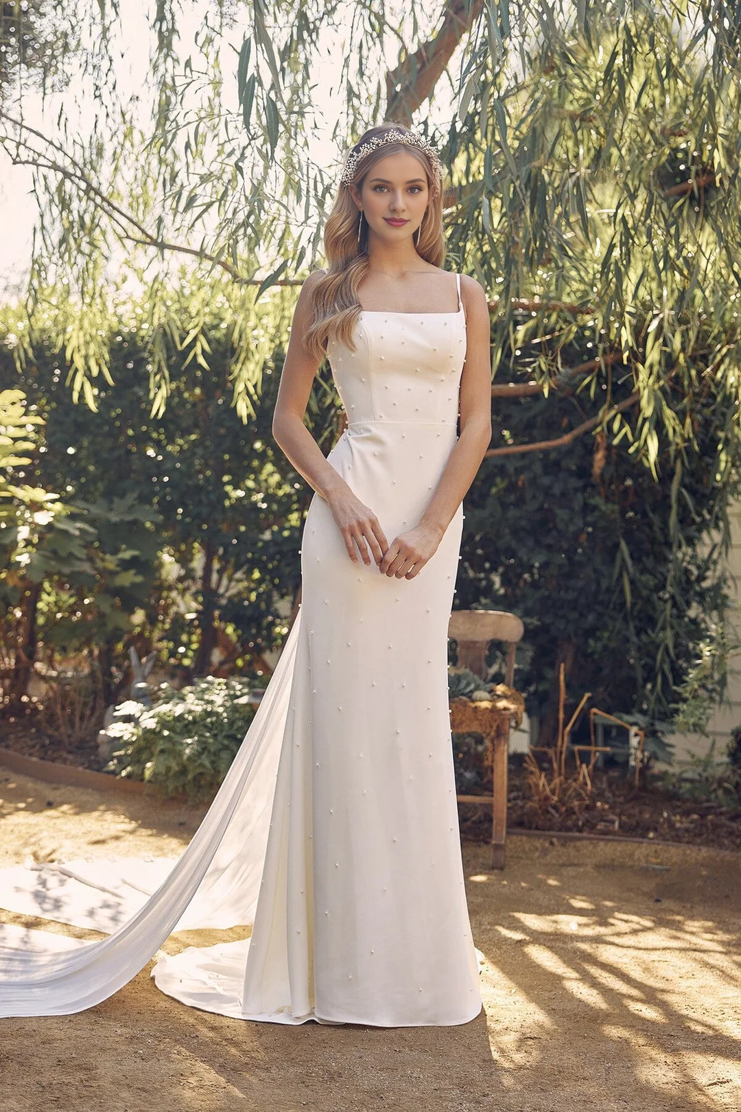 White Sleeveless Wedding Dress - Chloe Dress