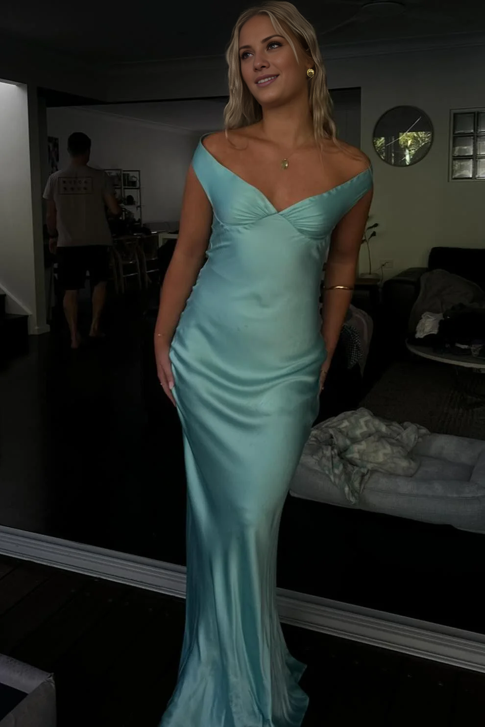Navy Blue Off-Shoulder Backless Dress - Chloe Dress