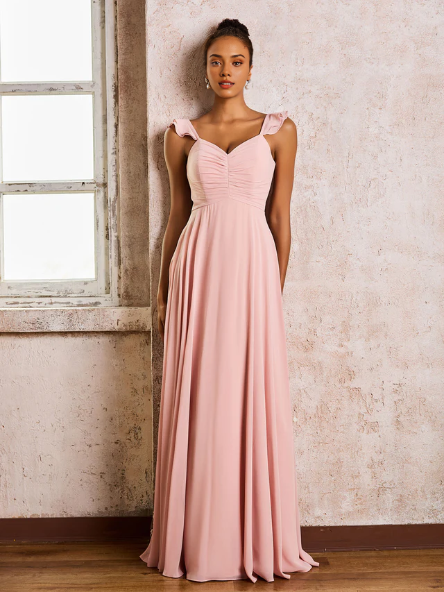 A-Line Sweetheart Chiffon Floor-Length Wedding Dress - Chloe Dress