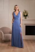 A-Line Chiffon High Slit Wedding Dress - Chloe Dress