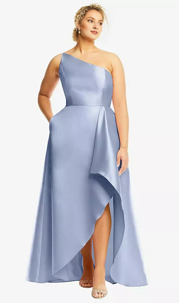 One-Shoulder Satin High Slit Prom Dress - Chloe Dress