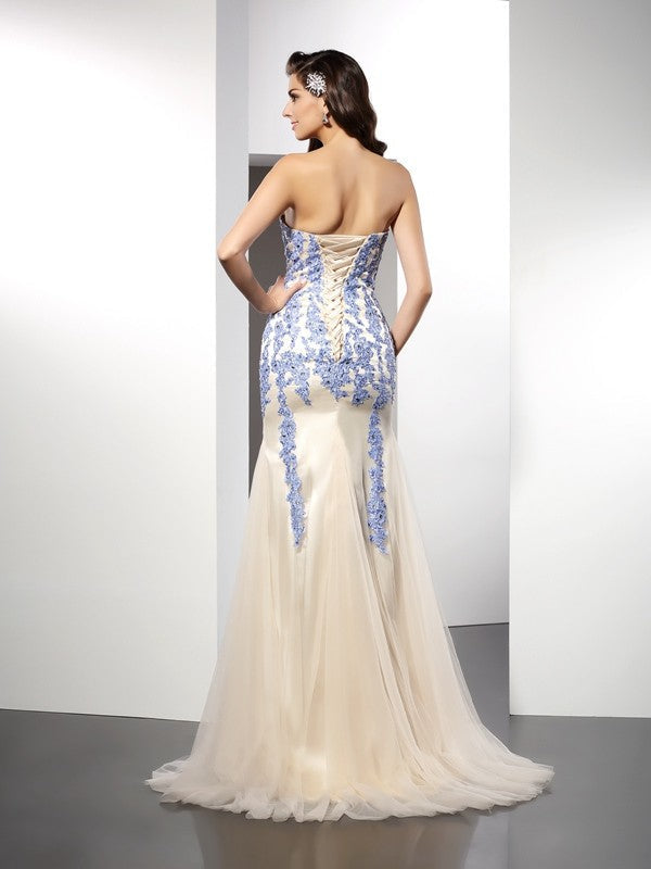Mermaid Sweetheart Tulle Sleeveless Applique Dress - Chloe Dress
