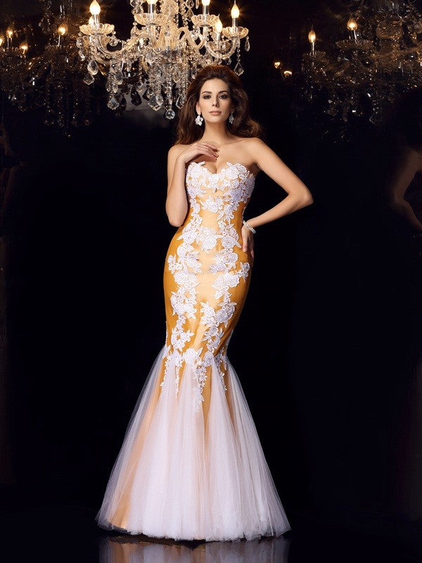 Mermaid Sweetheart Sleeveless Applique Dress - Chloe Dress