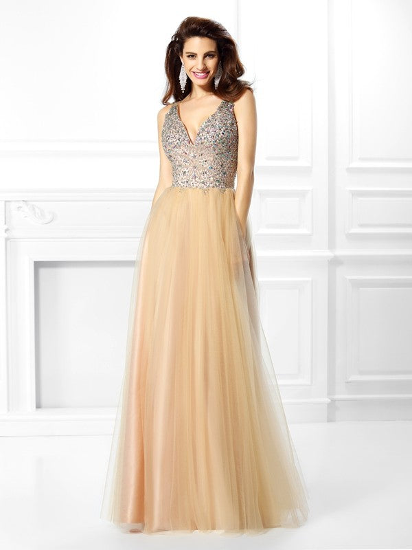 Ball Gown V-Neck Satin Sleeveless Gown - Chloe Dress