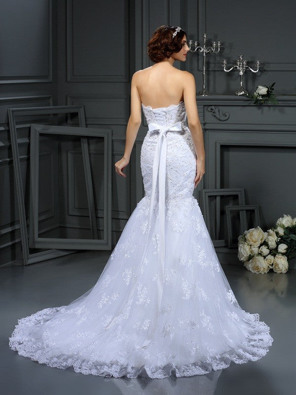 Mermaid Strapless Lace Sleeveless Wedding Dress - Chloe Dress