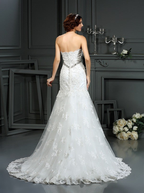 Mermaid Strapless Lace Sleeveless Wedding Dress - Chloe Dress