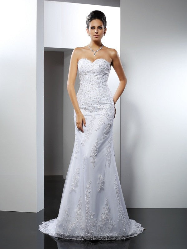 Mermaid Sweetheart Satin Sleeveless Wedding Dress - Chloe Dress