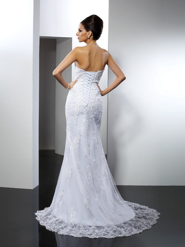 Mermaid Sweetheart Satin Sleeveless Wedding Dress - Chloe Dress