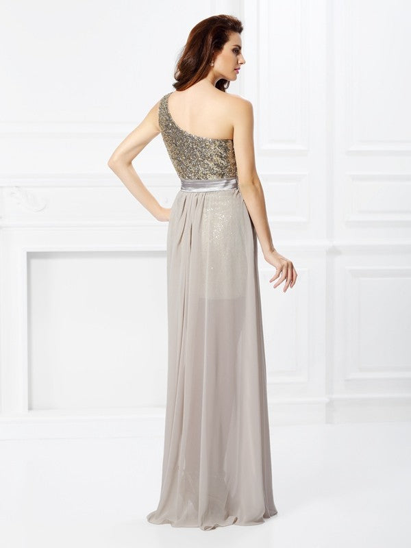 A-Line One-Shoulder Chiffon Sleeveless Dress - Chloe Dress