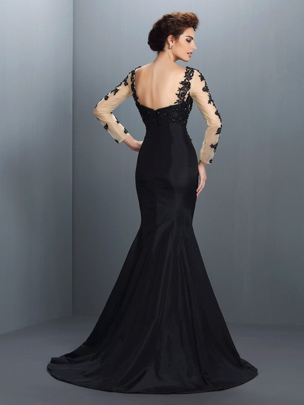 Mermaid Long Sleeve Applique Tea-Length Dress - Chloe Dress
