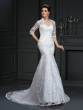Mermaid V-Neck Lace Wedding Dress - Chloe Dress