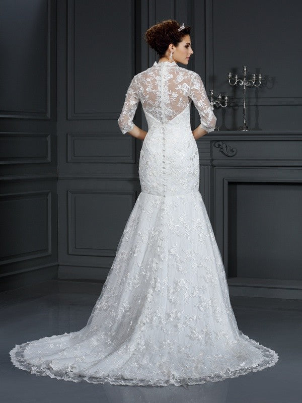 Mermaid V-Neck Lace Wedding Dress - Chloe Dress