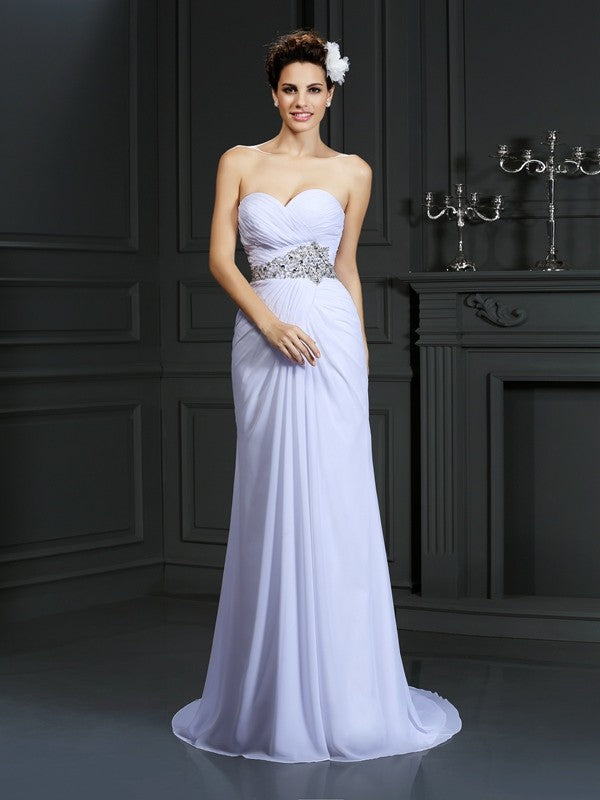 Sheath Sweetheart Chiffon Sleeveless Wedding Dress - Chloe Dress