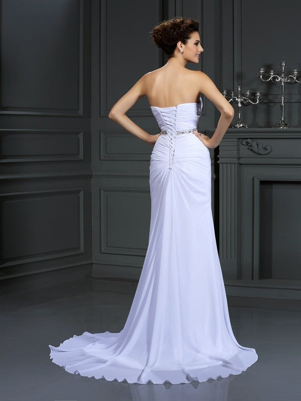 Sheath Sweetheart Chiffon Sleeveless Wedding Dress - Chloe Dress