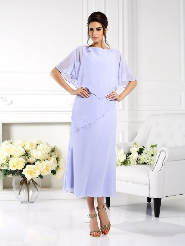 Sheath Chiffon Tea-Length Dress - Chloe Dress